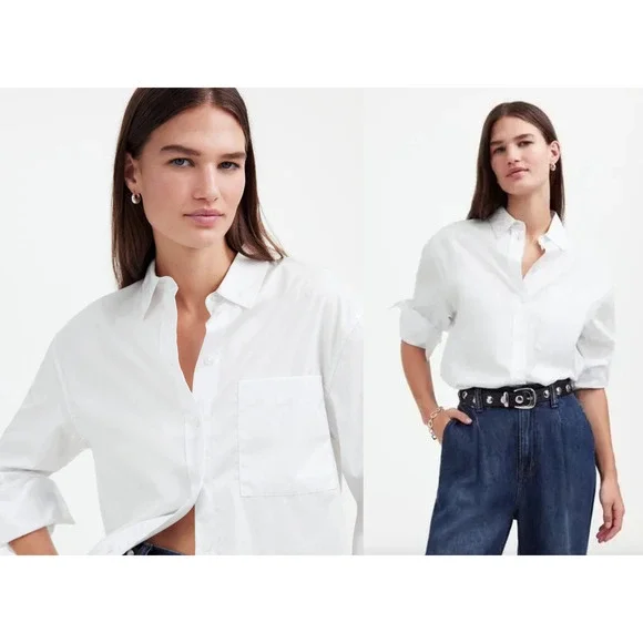 Madewell | NWT | Relaxed Button-Up Shirt in Eyelet White | Sz XXS - Picture 1 of 10